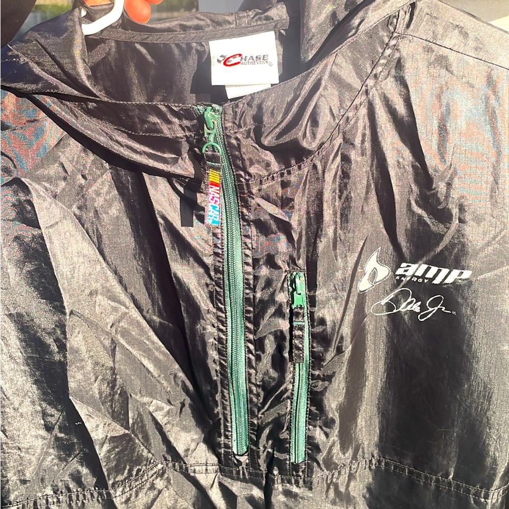 Old vintage Dale Earnhardt Jr Jacket Green Amp Energy National Guard Windbreaker
